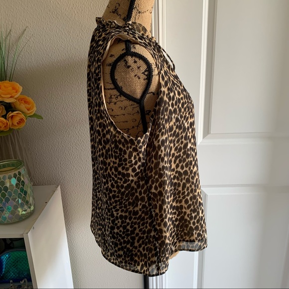 J. Crew Factory Leopard Ruffle Tie-neck Top - Picture 6 of 8